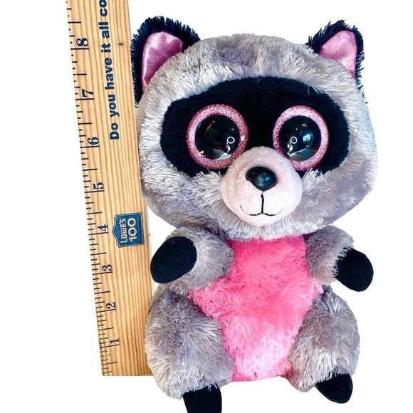 Ty Beanie Boo 8" Raccoon with Pink Sparkly Eyes "Rocco" Children Toy Collector - Picture 8 of 8